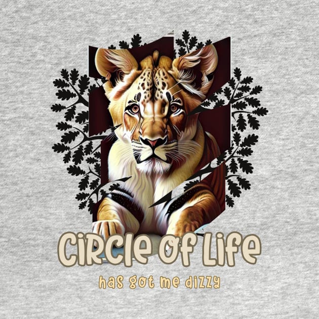 Circle of Life has got me dizzy (lion cub inside leafy frame) by PersianFMts